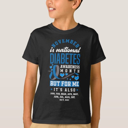 11月は国立糖尿病認識度月T1d Tシャツ (正面)