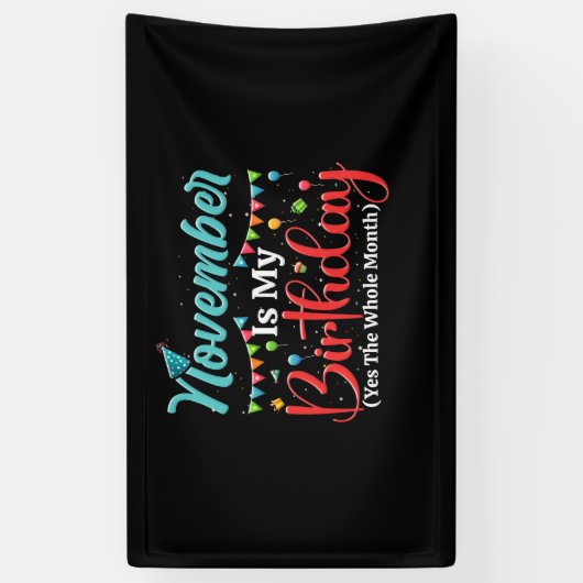11月は私の誕生日は11月の全体 横断幕 (縦)
