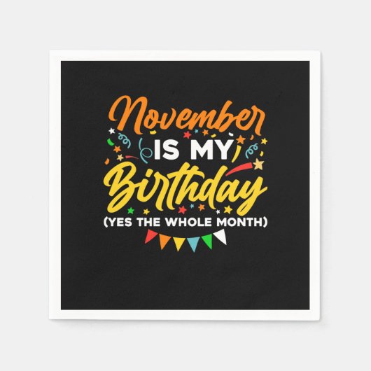 11月は私の誕生日11月B スタンダードカクテルナプキン (正面)