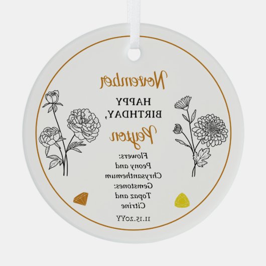 11月キク牡丹誕生日記念 ガラスオーナメント (裏面)