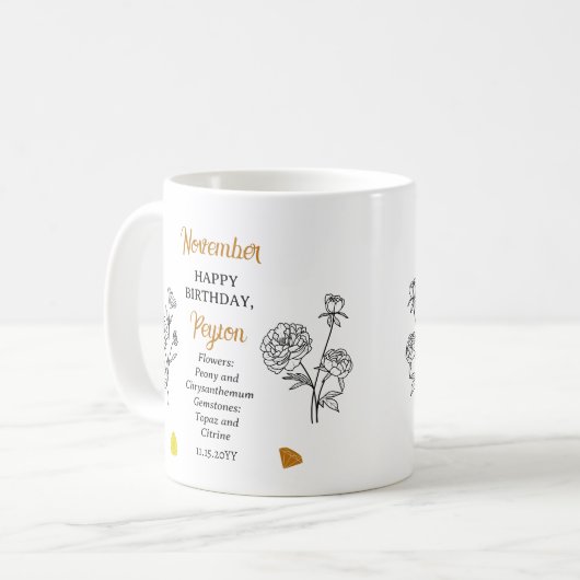 11月キク牡丹誕生日記念 コーヒーマグカップ (正面左)