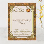 11月トパズバーストーン8.5x11誕生日 カード (黄色い花)