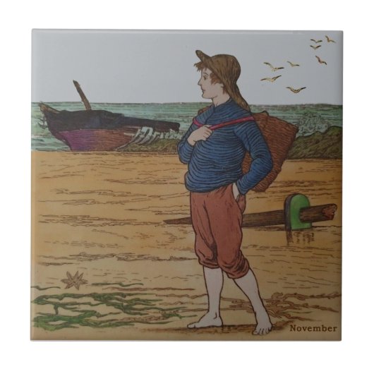 11月ハンドカラーウェッジウッドアンティークレプロ タイル (正面)