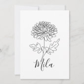 11月パーソナライズされた菊誕生花 招待状 (正面)