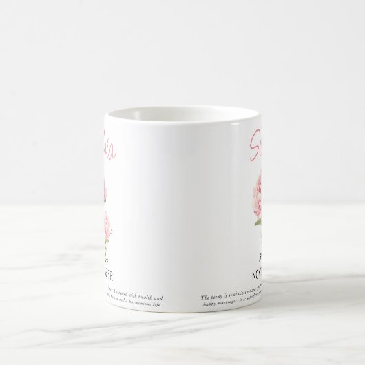 11月パーソナライズされた誕生フラワーコーヒーマグ コーヒーマグカップ (中央)