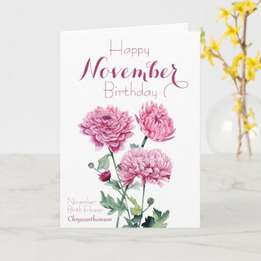 11月誕生フラワーキク誕生日 カード (黄色い花)