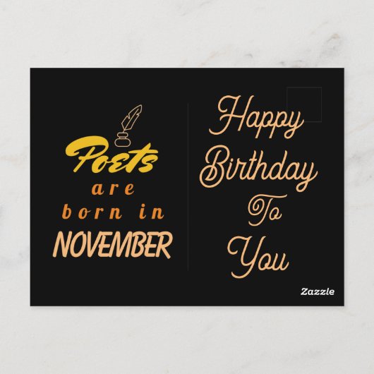 11月誕生日引用文詩人生まれは11月である ポストカード (裏面)
