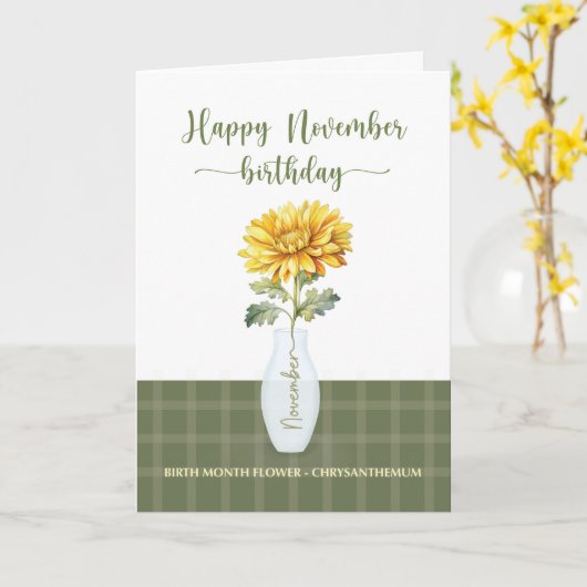 11月誕生日菊誕生月花 カード (黄色い花)