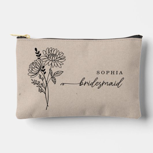 11月誕生月花の花嫁パーソナライズされたメイド アクセサリーポーチ (正面)