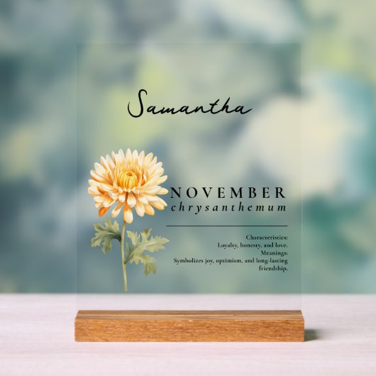 11月誕生月花菊 アクリルサイン (ニュートラル)