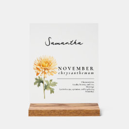 11月誕生月花菊 アクリルサイン