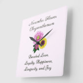 11月誕生月花菊 スクエア壁時計 (傾斜)