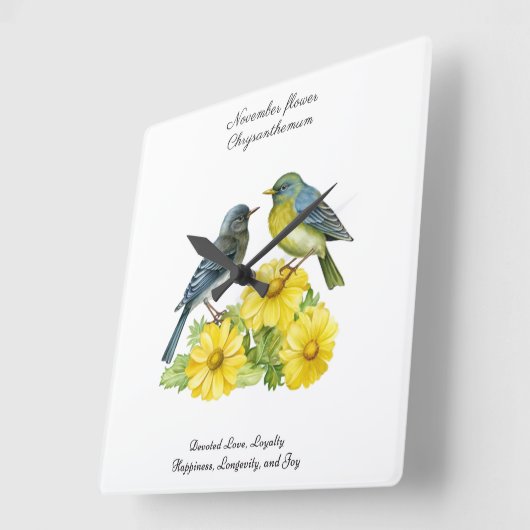 11月誕生月花菊 スクエア壁時計 (傾斜)