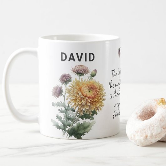 11月誕生花菊の追加の名前 コーヒーマグカップ