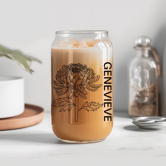 11月誕生花菊名前をカスタムする ガラス缶