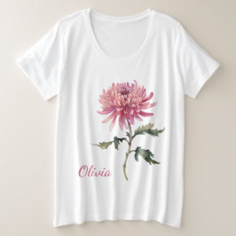 11月誕生花贈菊花 プラスサイズTシャツ