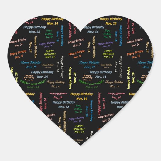11月14日誕生日シール ハートシール (正面)