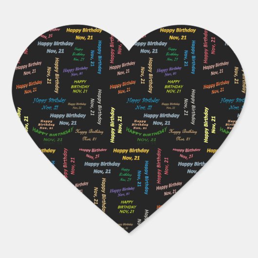 11月21日誕生日シール ハートシール (正面)