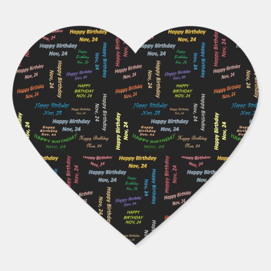 11月24日誕生日シール ハートシール (正面)