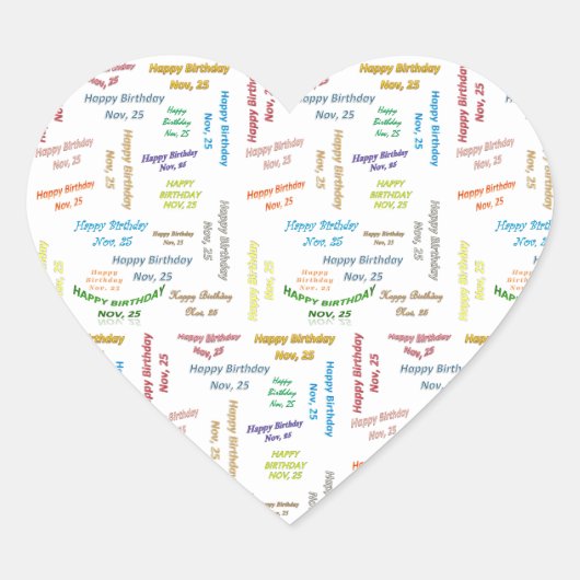 11月25日誕生日シール ハートシール (正面)