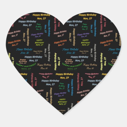 11月27日誕生日シール ハートシール (正面)