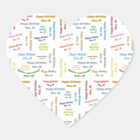 11月28日誕生日シール ハートシール (正面)