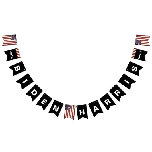 11月3日にバイデン氏・ハリスに投票する旗の旗 バンティングフラッグ (全)