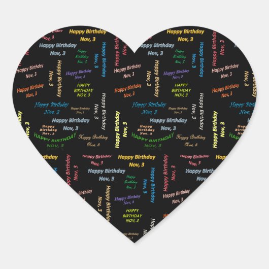 11月3日誕生日シール ハートシール (正面)