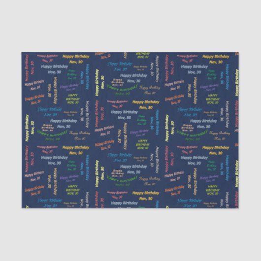11月30日誕生日ティッシュペーパー 薄葉紙 (正面)