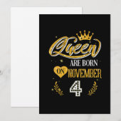 11月4日生まれの女王様への4歳のプレゼント 招待状 (正面/裏面)