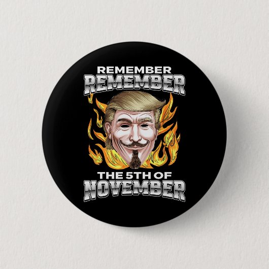 11月5日を覚えておけ トランプ・フォークス 缶バッジ (正面)