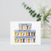 11月8日の誕生日、かわいい漫画猫 ポストカード (スタンド正面)