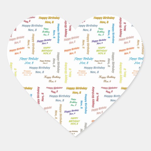 11月8日誕生日シール ハートシール (正面)