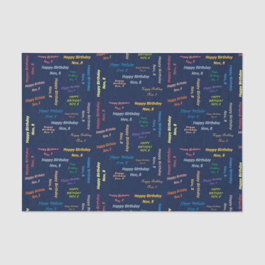 11月8日誕生日ティッシュペーパー 薄葉紙 (正面)