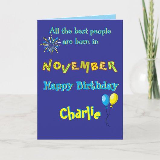 11月 誕生日 グリーティングカード 折りたたみ式 (正面)