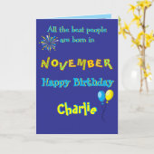 11月 誕生日 グリーティングカード 折りたたみ式 (黄色い花)