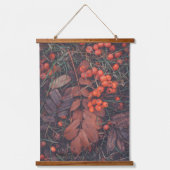 11月:赤い果実と茶色の紅葉 吊り下げ型タペストリー (正面)