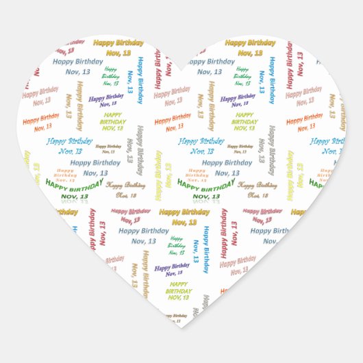 11月， 13誕生日シール ハートシール (正面)