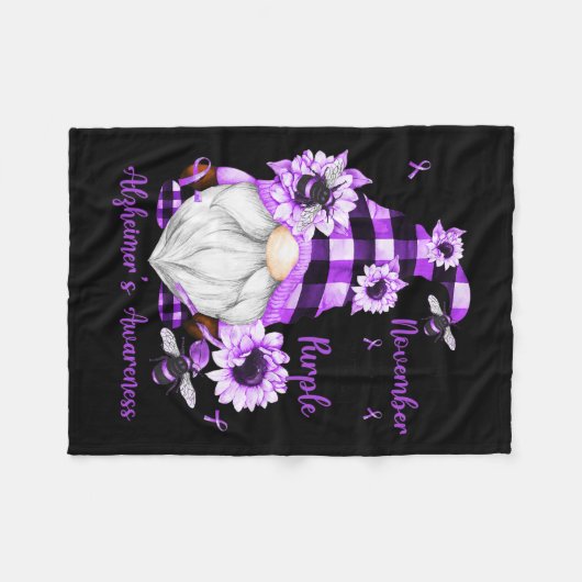 11月We衣服パープル格言アルザハイマーハイマーアワ フリースブランケット (正面(横))