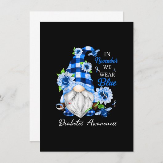 11月We衣服ブルー格言糖尿病認識度 招待状 (正面/裏面)