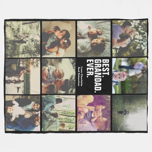 11枚の写真のコラージュパーソナライズされた フリースブランケット (正面(横))