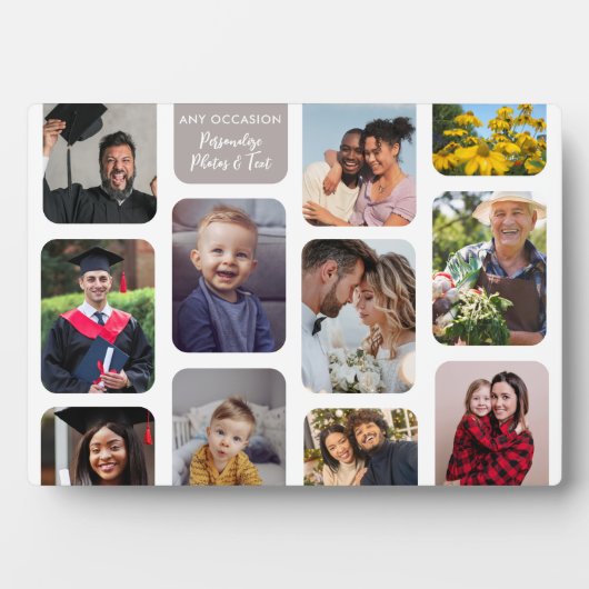 11枚の写真をパーソナライズすモダンるエレガント大事な行事 フォトプラーク (正面)