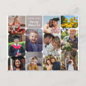 11枚の写真をモダンでエレガントにカスタマイズ ラブユー ポストカード (正面)