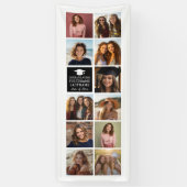 11枚の写真を使った ポートレートスタイルの 現代的でミニマルな 白を基調とした 卒業アルバム 横断幕 (縦)