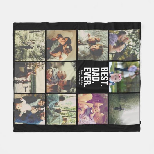 11枚の写真コラージュパーソナライズされた・ファーザーズ・デイ フリースブランケット (正面(横))