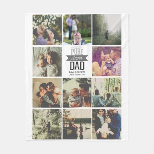 11枚の写真コラージュパーソナライズされた・ファーザーズ・デイ フリースブランケット (正面)