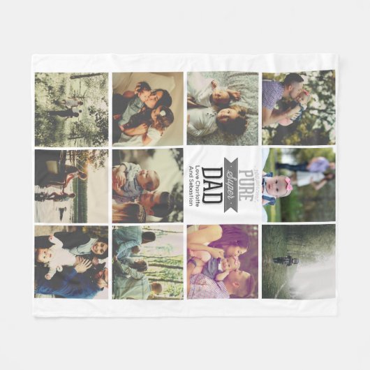 11枚の写真コラージュパーソナライズされた・ファーザーズ・デイ フリースブランケット (正面(横))