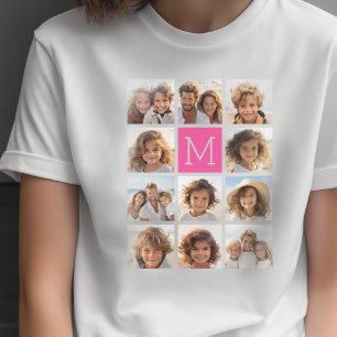11枚の写真コラージュ - テキスト付きミニマルグリッド Tシャツ