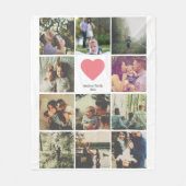 11枚コラージュパーソナライズされたピンクハート フリースブランケット (正面)