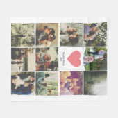 11枚コラージュパーソナライズされたピンクハート フリースブランケット (正面(横))